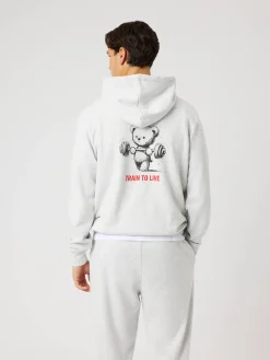 Björn Borg Hoodies|Vardag & Loungewear * Borg Caic Print Hoodie Ultra Light Grey Melange