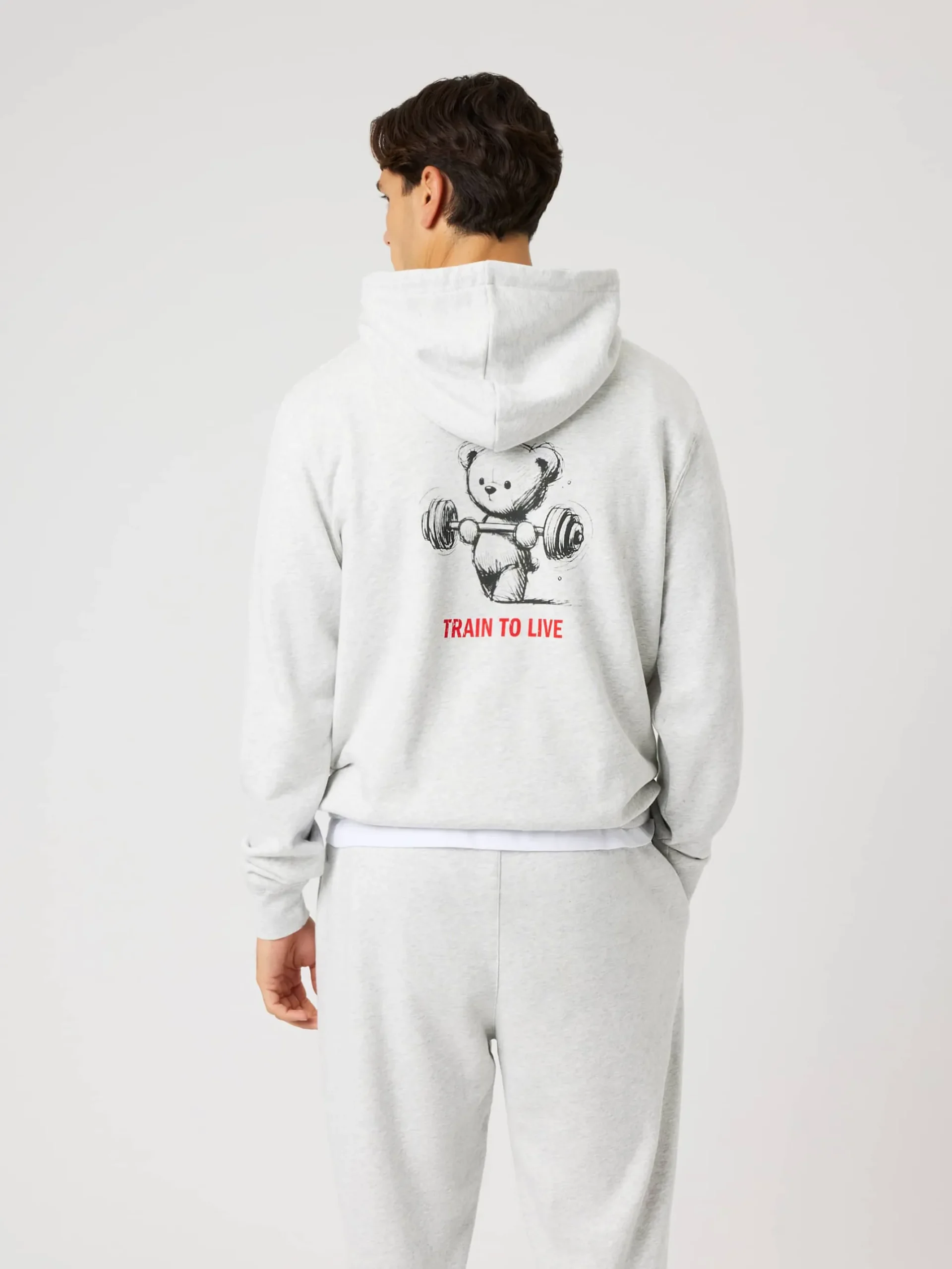 Björn Borg Hoodies|Vardag & Loungewear * Borg Caic Print Hoodie Ultra Light Grey Melange