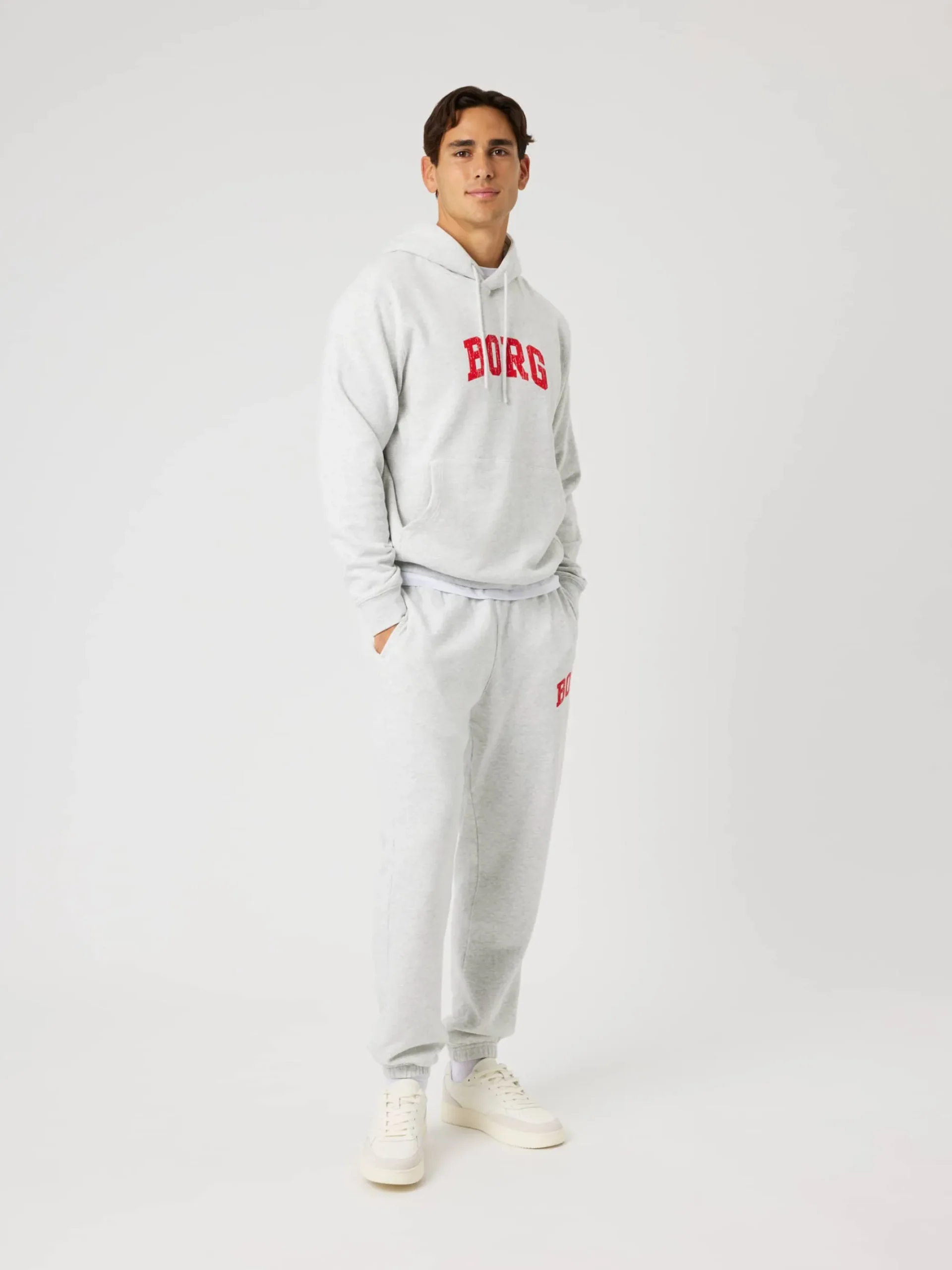 Björn Borg Hoodies|Vardag & Loungewear * Borg Caic Print Hoodie Ultra Light Grey Melange
