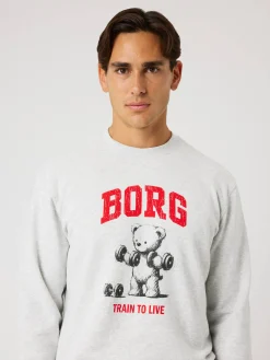 Björn Borg Tröjor|Vardag & Loungewear * Borg Caic Print weathirt Ultra Light Grey Melange