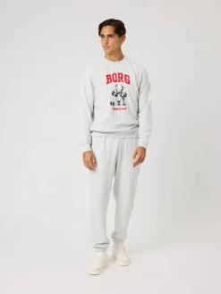 Björn Borg Tröjor|Vardag & Loungewear * Borg Caic Print weathirt Ultra Light Grey Melange