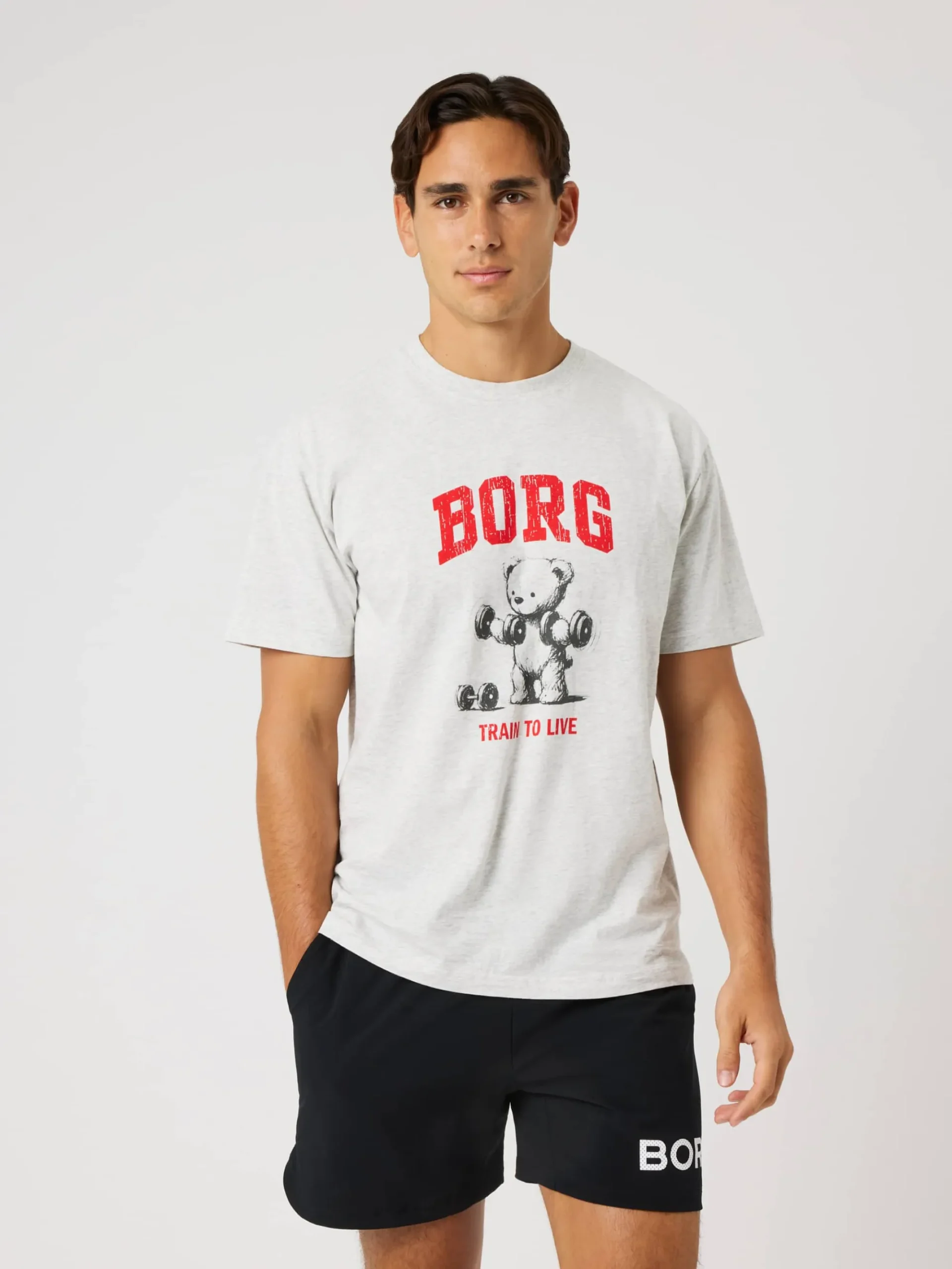 Björn Borg T-Shirts|Vardag & Loungewear * Borg Caic Print T-hirt Ultra Light Grey Melange