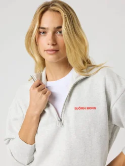 Björn Borg Tröjor|Gym & Träning * Borg Hafzip weathirt Ultra Light Grey Melange