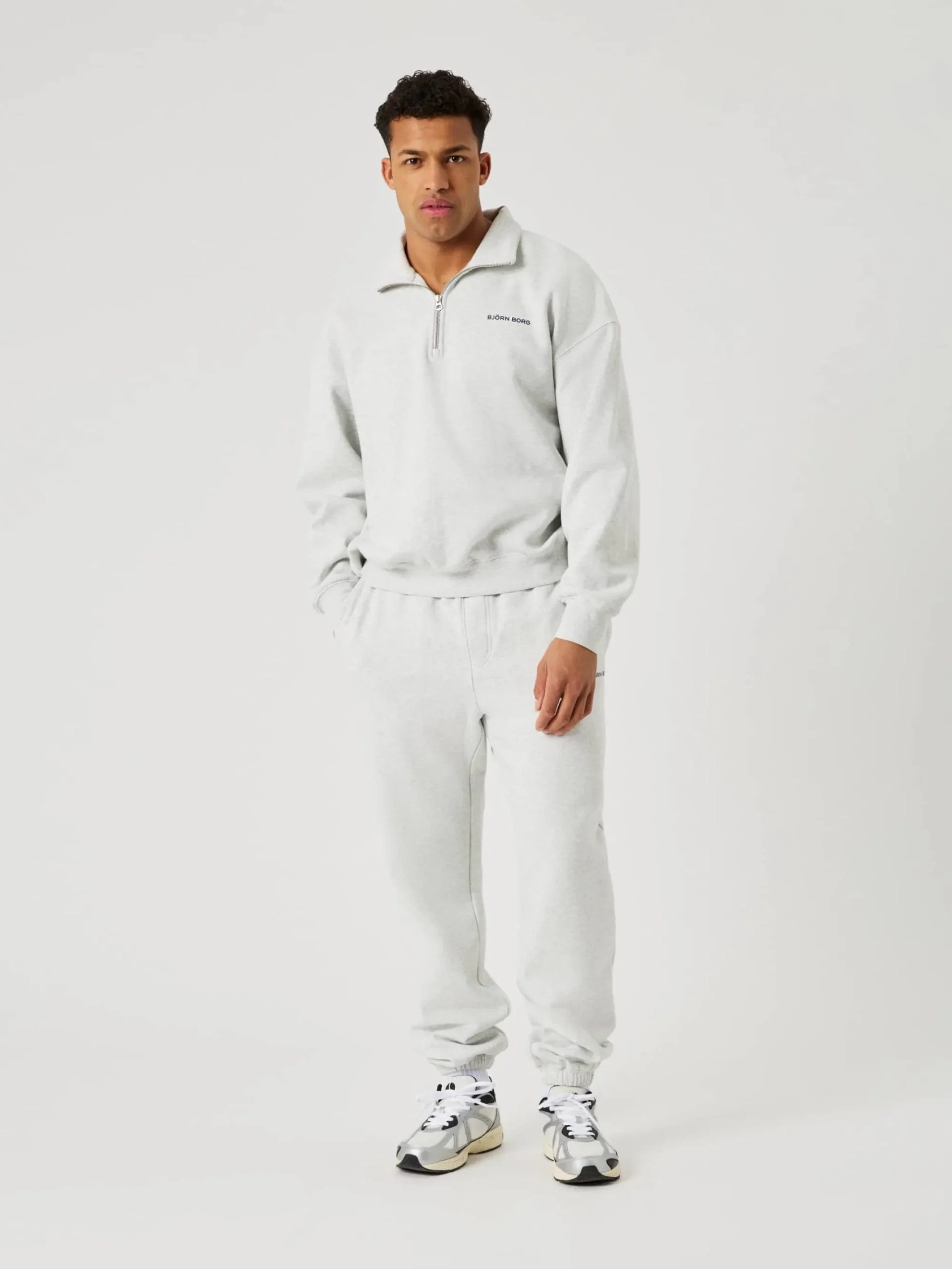 Björn Borg Vardag & Loungewear|Byxor * Borg Overized weatpant Ultra Light Grey Melange