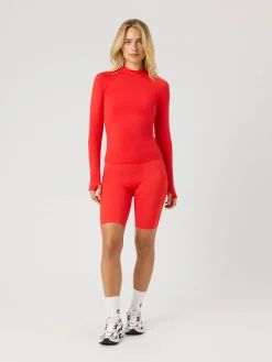 Björn Borg T-Shirts|Löpning * Borg Perforance Bruhed ockneck Flame Scarlet
