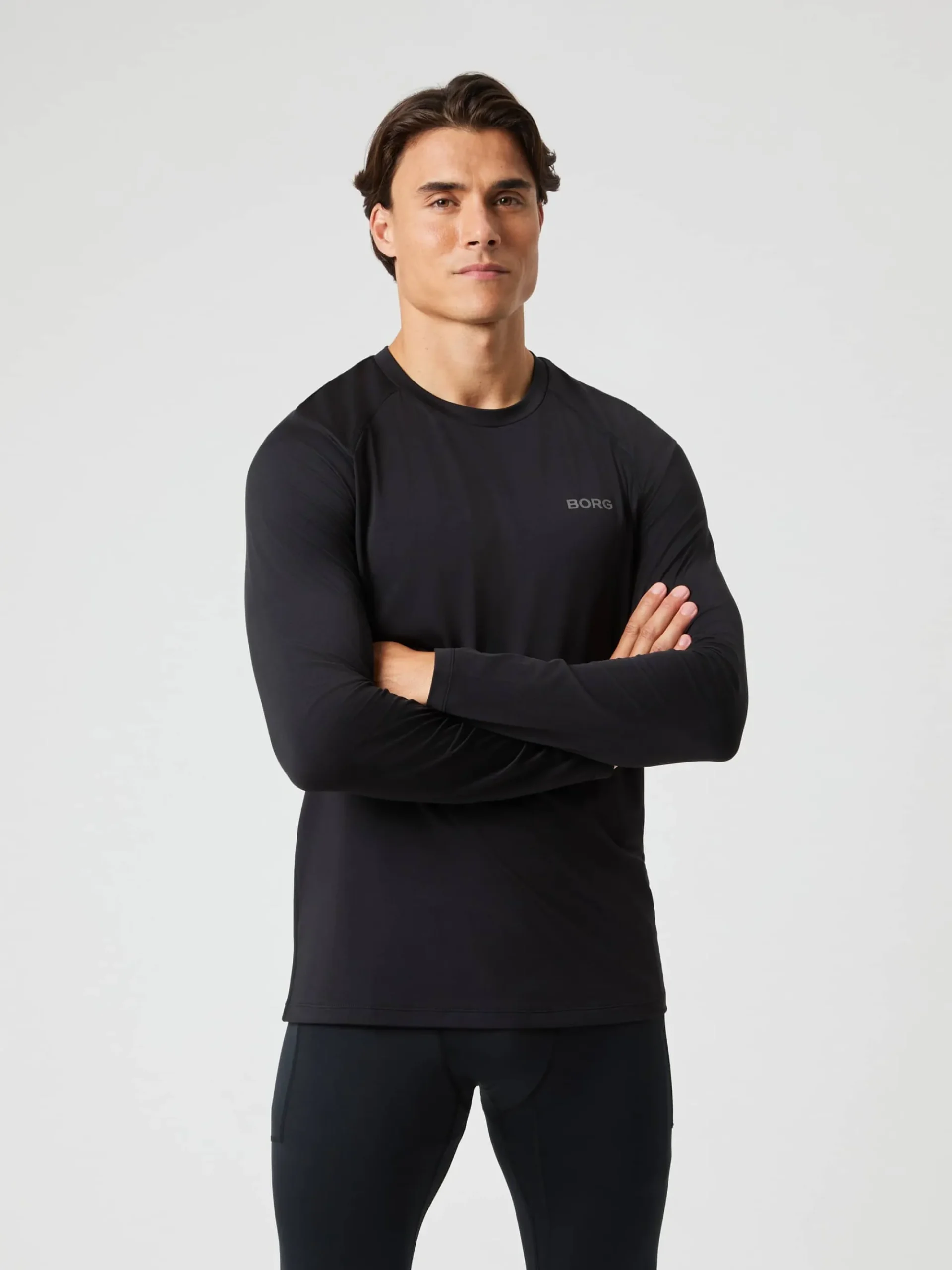 Björn Borg T-Shirts * Borg Perforance ong eeve Bruhed T-hirt Black Beauty