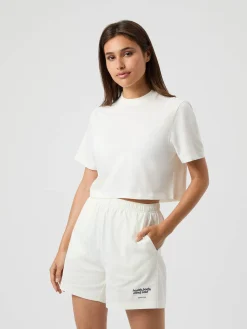 Björn Borg T-Shirts * tudio Overized Cropped T-hirt Cannoli Cream
